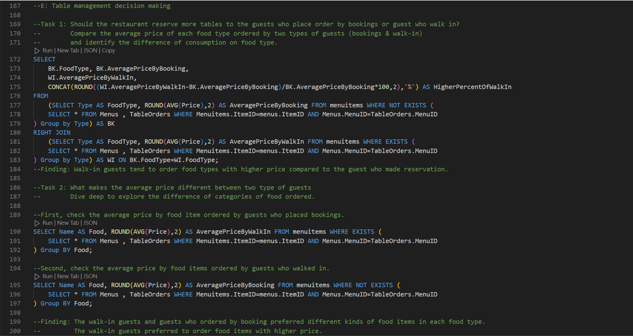 SQL Section E